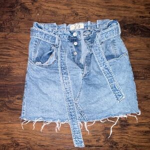 We The Free Light Blue Denim Mini Skirt